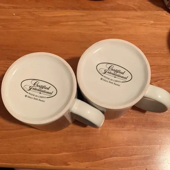 Pair of Wintertime Snowman Mugs Coffee Cups Perfect Condition Used for Display - Picture 4 of 6